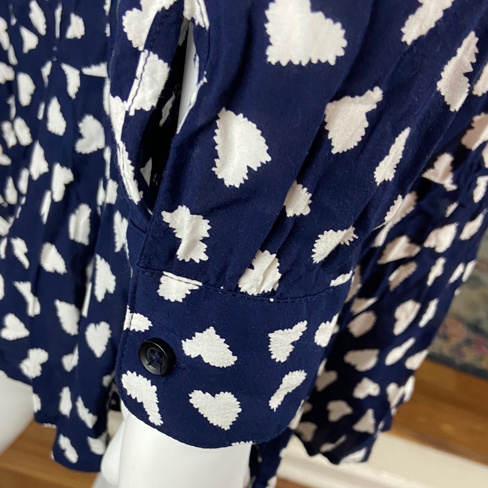 11 1 Tylho Anthopologie Larkin Heart Print Shirt Tunic Mini Dress Blouse Top S - Picture 5 of 12